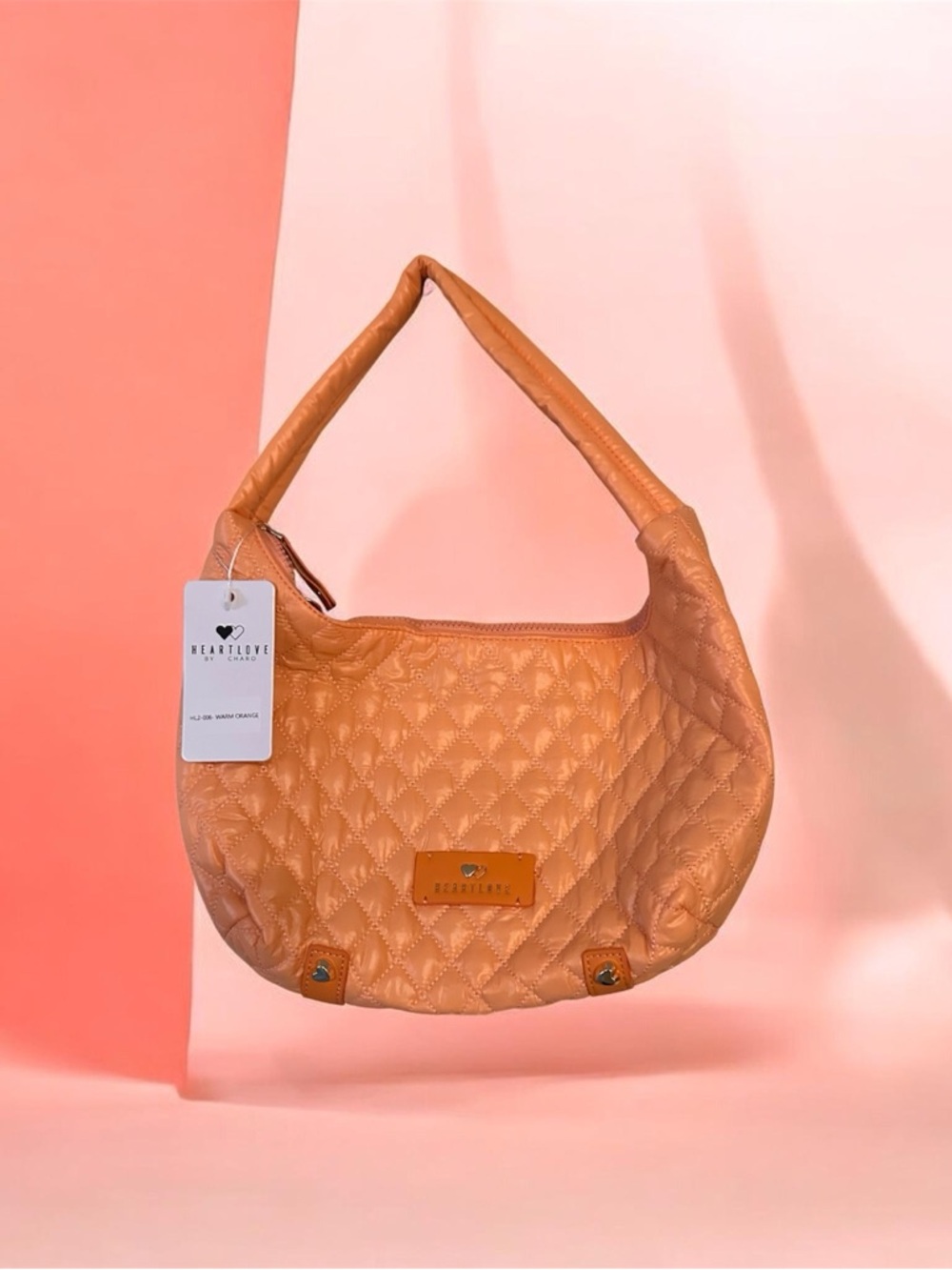 NWT Heartlove by Charo Quilted Peach Shoulder hobo Bag